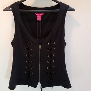 VINTAGE Sunny Leigh Black Zip Front Vest Size 4